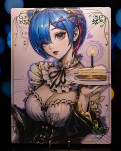 Oversized A4 Premium Card Rem Re:Zero Double-sided Gold Foil Art Board GSP - Image 2