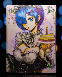Oversized A4 Premium Card Rem Re:Zero Double-sided Gold Foil Art Board GSP - Image 3