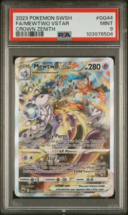 2023 POKEMON SWORD & SHIELD CROWN ZENITH #GG44 FULL ART/MEWTWO VSTAR PSA 9 - Image 1