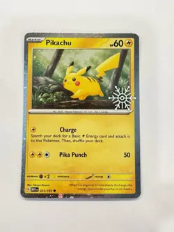 Pokemon TCG Pikachu 025/165 Pokemon Holiday Calendar '25 Festive Stamp NM - Image 1