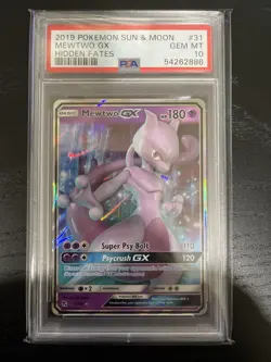2019 POKEMON HIDDEN FATES MEWTWO GX PSA 10 GEM MINT 31/68 - Image 1