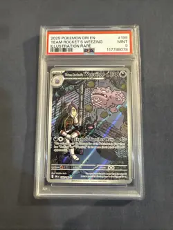 2025 POKEMON DESTINED RIVALS ILLUSTRATION RARE #199 TEAM ROCKET'S WEEZING PSA 9 - Image 1
