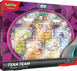 NEW Pokemon Tera Team Premium Collection promo cards 5 Foils 9 TCG Booster Packs - Image 1