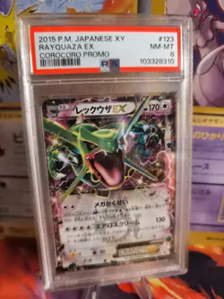Pokemon Card Rayquaza Xy Promo Corocoro 2015 Holo Black Star Japanese PSA 8 - Image 1