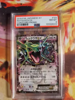 Pokemon Card Rayquaza Xy Promo Corocoro 2015 Holo Black Star Japanese PSA 8 - Image 2