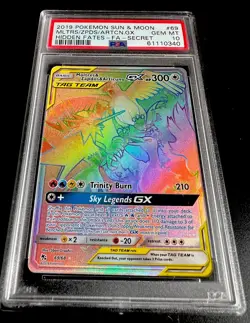 Pokemon 2019 Sun & Moon Hidden Fates Moltres Zapdos Articuno GX #69/68 PSA 10 - Image 2
