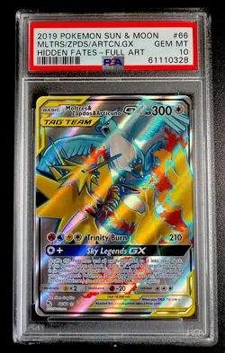 Pokemon Hidden Fates Moltres & Zapdos & Articuno GX #66 GEM MINT PSA 10 - Image 1