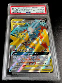 Pokemon Hidden Fates Moltres & Zapdos & Articuno GX #66 GEM MINT PSA 10 - Image 2