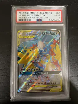 2019 POKEMON HIDDEN FATES MOLTRES & ZAPDOS & ARTICUNO PSA 9 MINT 66/68 FULL ART - Image 1