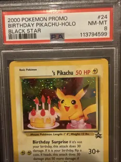 2000 Pokemon Promo Black Star #24 Birthday Pikachu Holo PSA 8 NM-MT - Image 3