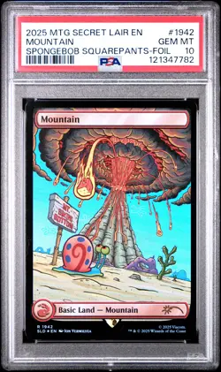 2025 MTG SECRET LAIR DROP #1942 MOUNTAIN PSA 10 - Image 1