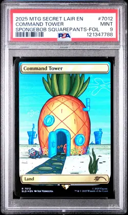 2025 MTG SECRET LAIR DROP SPONGEBOB SQUAREPANTS-FOIL #7012 COMMAND TOWER PSA 9 - Image 1