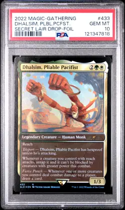 2022 MTG SECRET LAIR DROP FOIL #433 DHALSIM, PLIABLE PACIFIST PSA 10 - Image 1