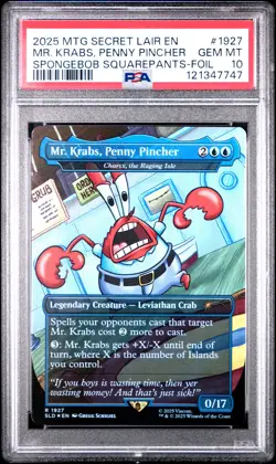 2025 MTG SECRET LAIR DROP #1927 MR. KRABS, PENNY PINCHER PSA 10 - Image 1
