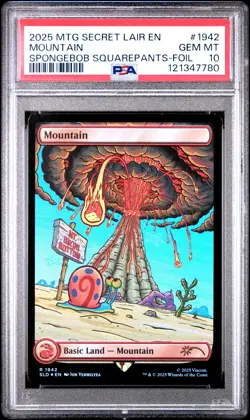 2025 MTG SECRET LAIR DROP #1942 MOUNTAIN PSA 10 - Image 1