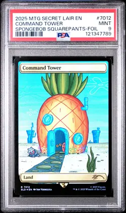 2025 MTG SECRET LAIR DROP SPONGEBOB SQUAREPANTS-FOIL #7012 COMMAND TOWER PSA 9 - Image 1
