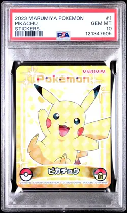 2023 MARUMIYA POKEMON STICKERS #1 PIKACHU PSA 10 - Image 1