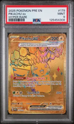 2025 POKEMON PRE EN-PRISMATIC EVOLUTIONS HYPER RARE #179 PIKACHU EX PSA 9 - Image 1