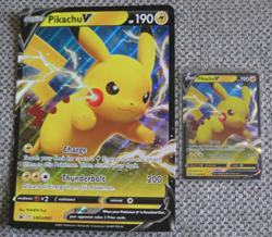 PIKACHU V 2-CARD LOT 2021 Pokemon Sw. & Sh. Black Star Promo #SWSH061 JUMBO/Base - Image 1