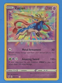 Zacian 082/185 Pokemon TCG Amazing Rare SWSH04: Vivid Voltage Near Mint - Image 1