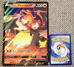 LANCE's CHARIZARD V 2021 Pokemon JUMBO Sw. and Sh. Black Star Promo Celebrations - Image 1