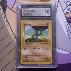 CGC 10 GEM MINT Machop 52/102 SHADOWLESS Base Set Pokemon Card (1999) - Image 1