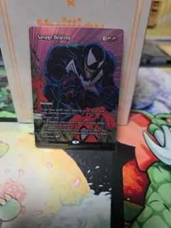 MTG Savage Beating (Borderless FOIL) - Marvel Eternal-Legal (MAR) M #0026 - Image 1