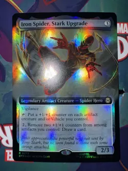 Iron Spider, Stark Upgrade *FOIL* Extended Art Marvel's Spider-Man Rare MTG 0279 - Image 1