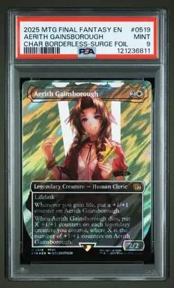 2025 Aerith Gainsborough MTG Final Fantasy PSA 9 Surge Foil EN #0519 Cleric - Image 1
