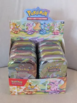DISPLAY NON SCELLEE Pokemon 8 MINI TINS EVOLUTIONS PRISMATIQUES EV 8.5 FR - Image 1