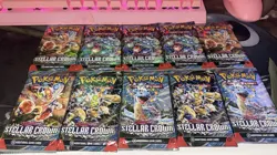 Pokemon TCG: Scarlet and Violet Stellar Crown set of 10 Booster Pack Sealed Lot - Image 2