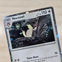 PERFECT MOON SWIRL NM Pokemon Noctowl 127/162 Temporal Forces Cosmos Holo Promo - Image 1