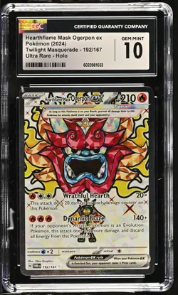 Hearthflame Mask Ogerpon ex #192/167 Ultra Rare 2024 Pokemon CGC 10 POP 81 - Image 1