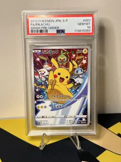 PSA 10 Pikachu 001/S-P Pokemon S Promo Japanese 2019 Swsh Pre Order Gem Mint - Image 1