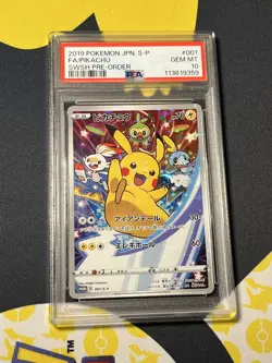 PSA 10 Pikachu 001/S-P Pokemon S Promo Japanese 2019 Swsh Pre Order Gem Mint - Image 2