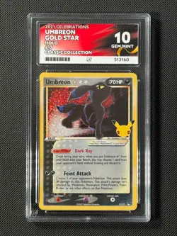 ACE 10 Umbreon Gold Star 17/17 Holo Pokemon Card Celebrations 25th GEM MINT - Image 1