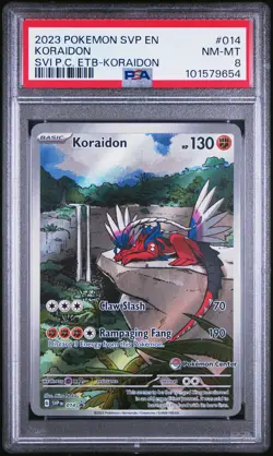 2023 POKEMON SCARLET & VIOLET POKEMON CENTER ETB PROMO EN #014 KORAIDON PSA 8 - Image 1