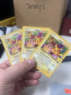 LOT OF 3 POKEMON CELEBRATIONS BIRTHDAY PIKACHU BLACK STAR PROMO #24 NM LOT - Image 1