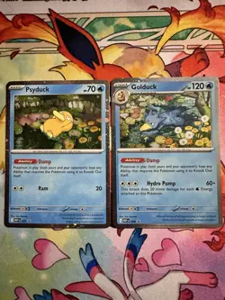 Pokemon TCG Mega Evolutions Psyduck 007 Golduck 008 Black Star Promo Holo NEW NM - Image 1