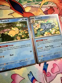 Pokemon TCG Mega Evolutions Psyduck 007 Golduck 008 Black Star Promo Holo NEW NM - Image 4