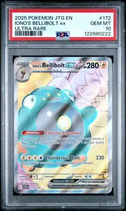 IONO'S BELLIBOLT EX #172 PSA 10 2025 POKEMON JTG EN-JOURNEY TOGETHER ULTRA RARE - Image 1