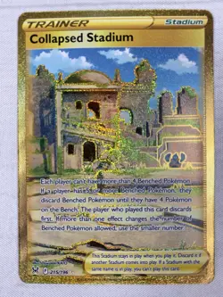 Collapsed Stadium 215/196 - Swsh11: Lost Origin Holo Gold Secret Rare Pokemon NM - Image 1