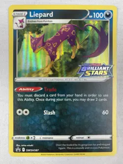 Liepard SWSH187 Black Star Promo Brilliant Stars Stamp PreRelease Pokemon TCG NM - Image 1