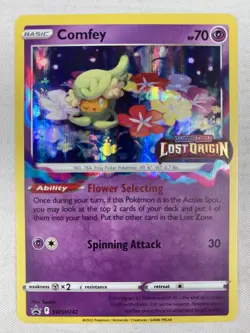 Comfey SWSH242 Stamped Prerelease Black Star Promo Holo Lost Origin Pokemon TCG - Image 1