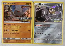 Pokemon Unbroken Bonds Stamped Black Star Promo Stakataka 180 Melmetal 181 Holo - Image 1