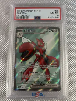 2024 POKEMON TEF EN-TEMPORAL FORCES ULTRA RARE #195 SCIZOR EX PSA 8 - Image 3