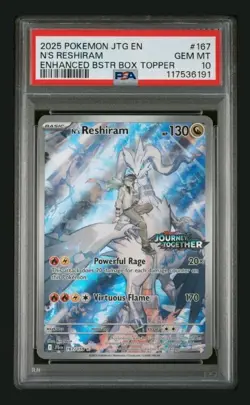 Ns Reshiram Stamped Promo PSA 10 2025 Pokemon Journey Together Box Topper - Image 1