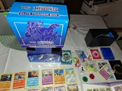 Pokemon Box Sword And Shield Cards And Supplies 2 Pins Sleeves Coins Dice *read - Image 1
