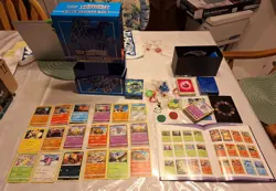 Pokemon Box Sword And Shield Cards And Supplies 2 Pins Sleeves Coins Dice *read - Image 2