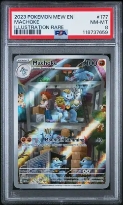 2023 POKEMON MEW EN-151 ILLUSTRATION RARE #177 MACHOKE PSA 8 - Image 3